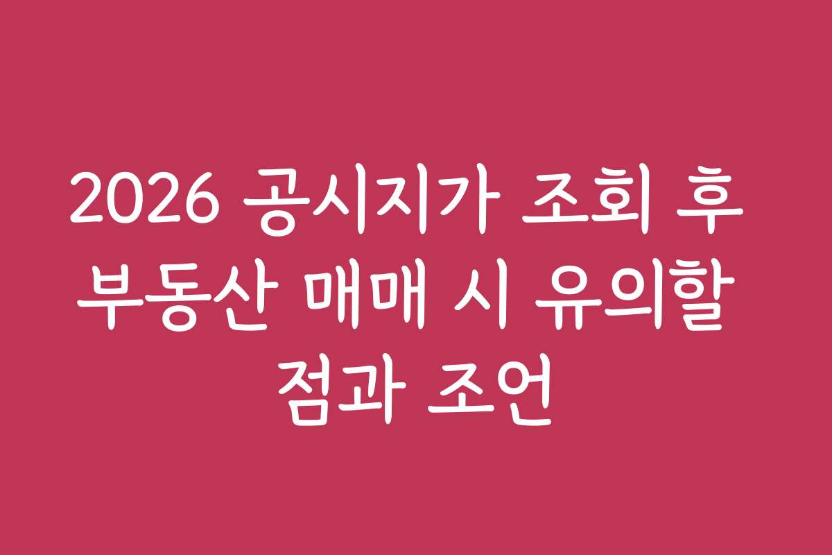 2026 공시지가 조회 후 부동산 매매 시 유의할 점과 조언