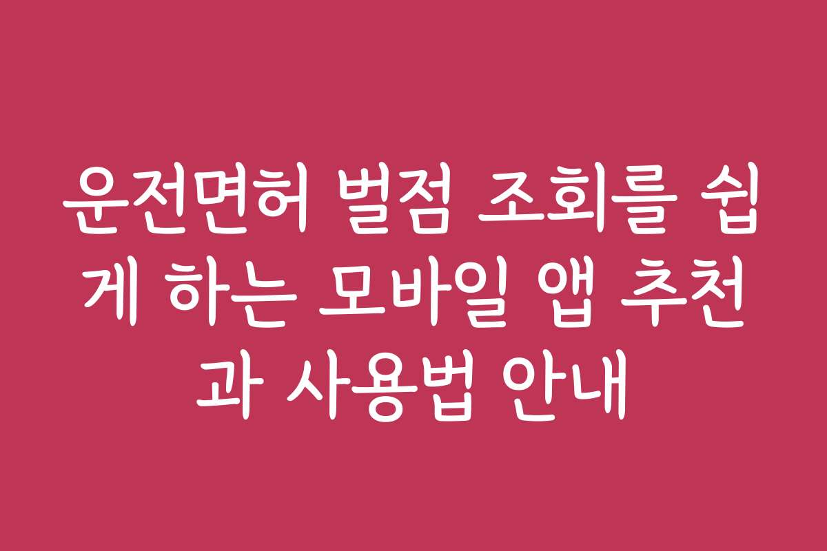 운전면허 벌점 조회를 쉽게 하는 모바일 앱 추천과 사용법 안내
