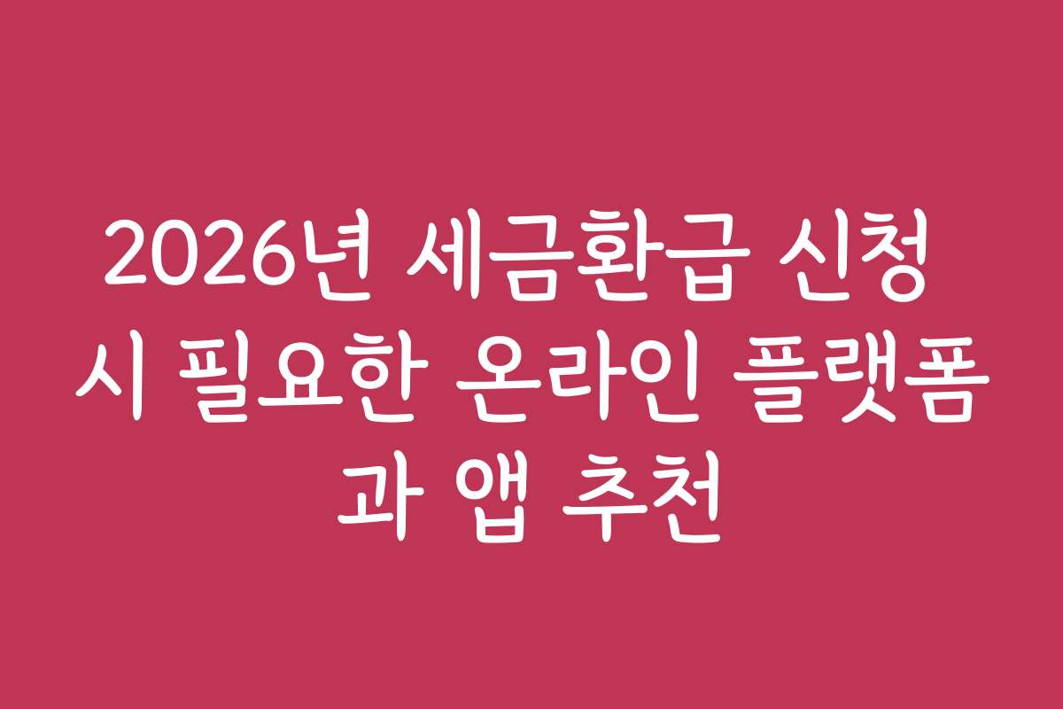 2026년 세금환급 신청 시 필요한 온라인 플랫폼과 앱 추천
