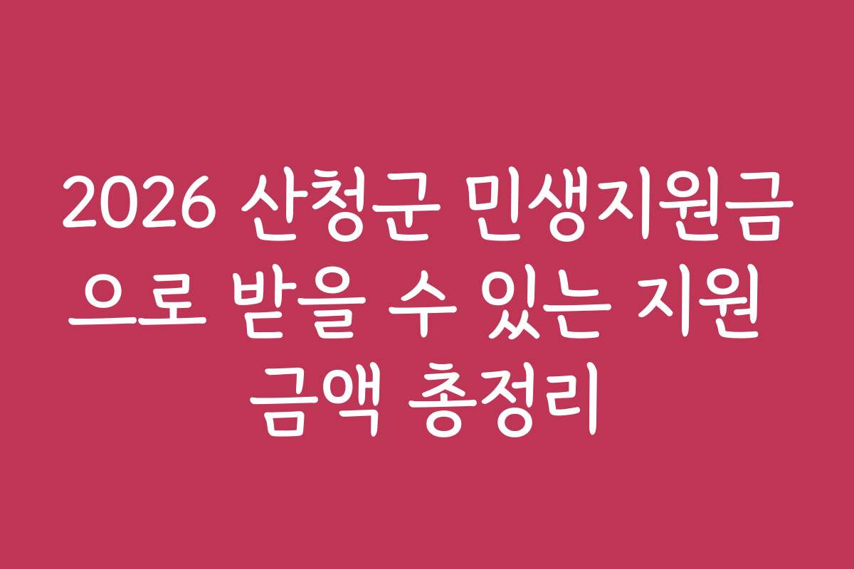 2026 산청군 민생지원금으로 받을 수 있는 지원 금액 총정리
