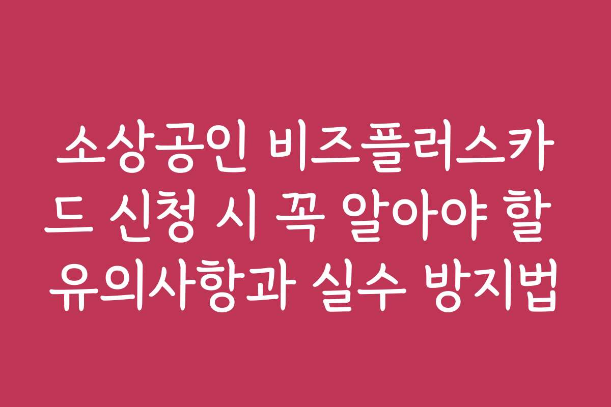 소상공인 비즈플러스카드 신청 시 꼭 알아야 할 유의사항과 실수 방지법