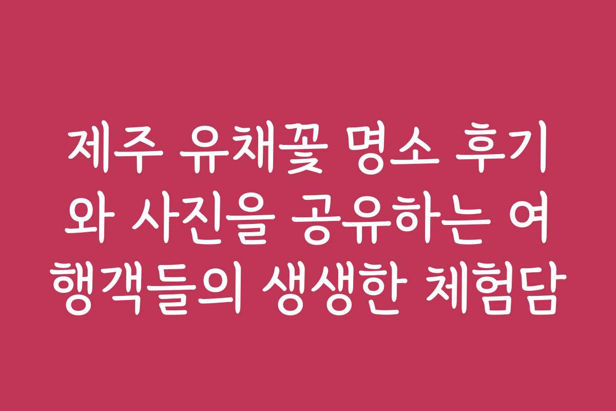 제주 유채꽃 명소 후기와 사진을 공유하는 여행객들의 생생한 체험담