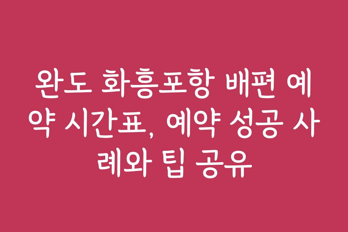 완도 화흥포항 배편 예약 시간표, 예약 성공 사례와 팁 공유