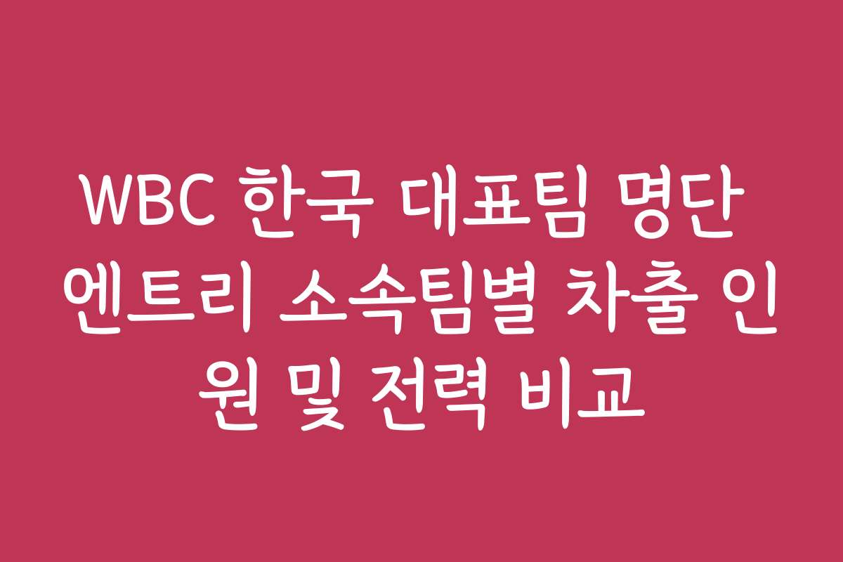 WBC 한국 대표팀 명단 엔트리 소속팀별 차출 인원 및 전력 비교