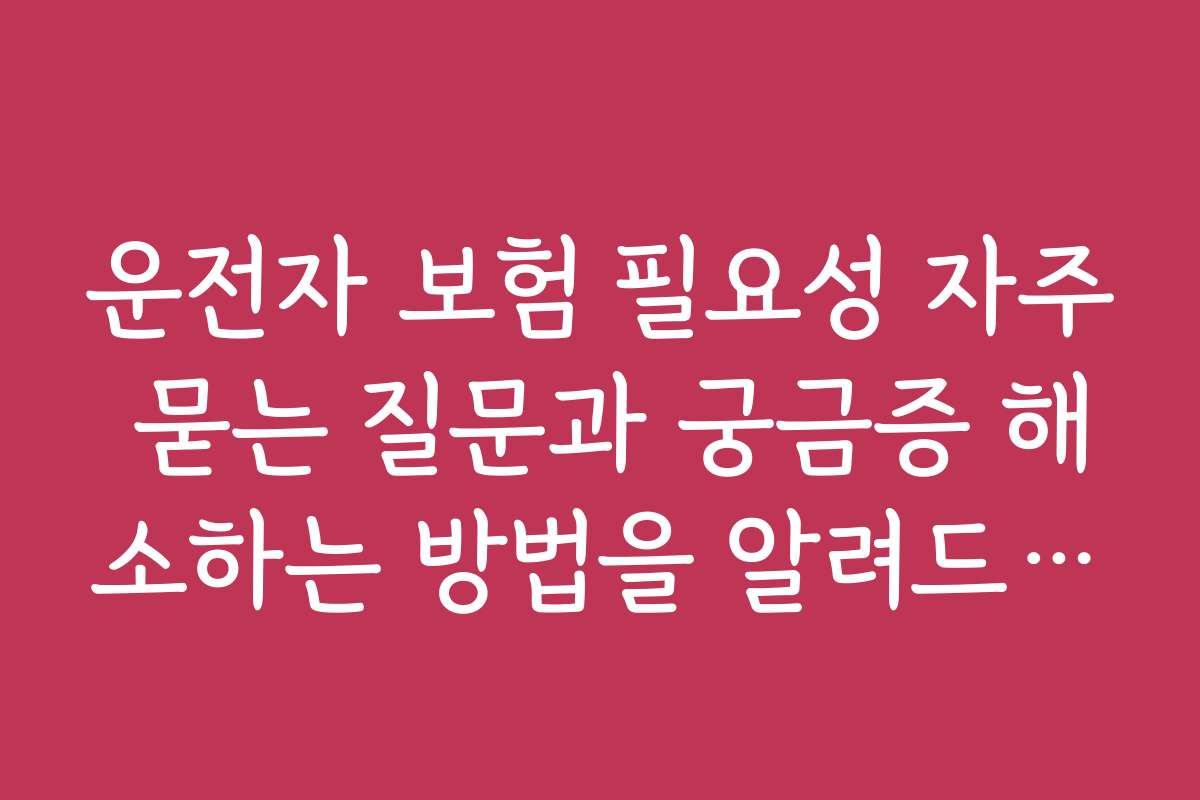 운전자 보험 필요성 자주 묻는 질문과 궁금증 해소하는 방법을 알려드립니다