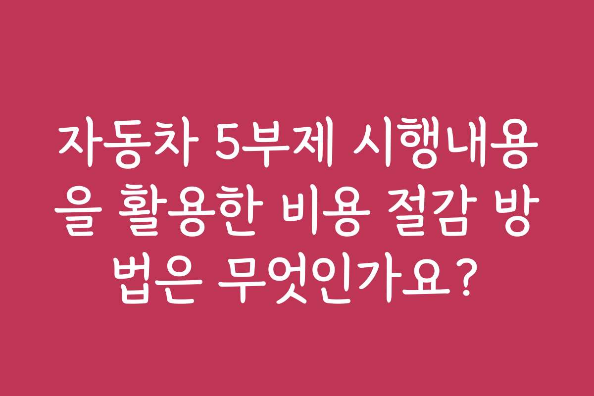자동차 5부제 시행내용을 활용한 비용 절감 방법은 무엇인가요?