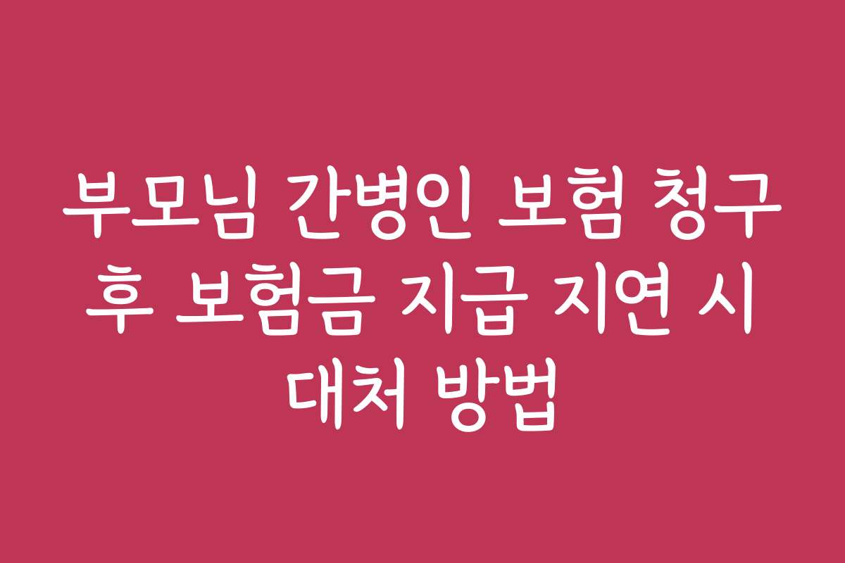 부모님 간병인 보험 청구 후 보험금 지급 지연 시 대처 방법
