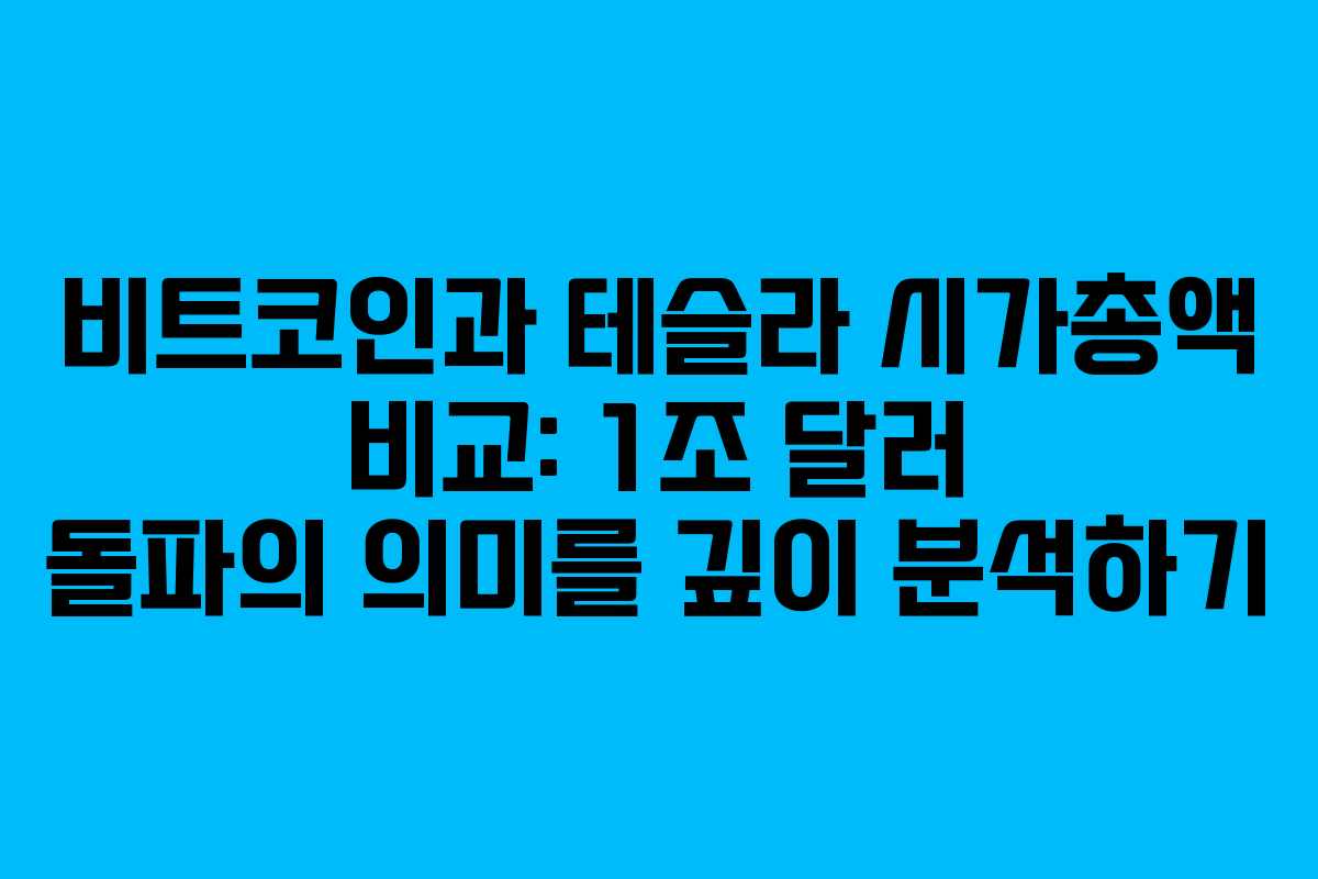 비트코인과 테슬라 시가총액 비교: 1조 달러 돌파의 의미를 깊이 분석하기