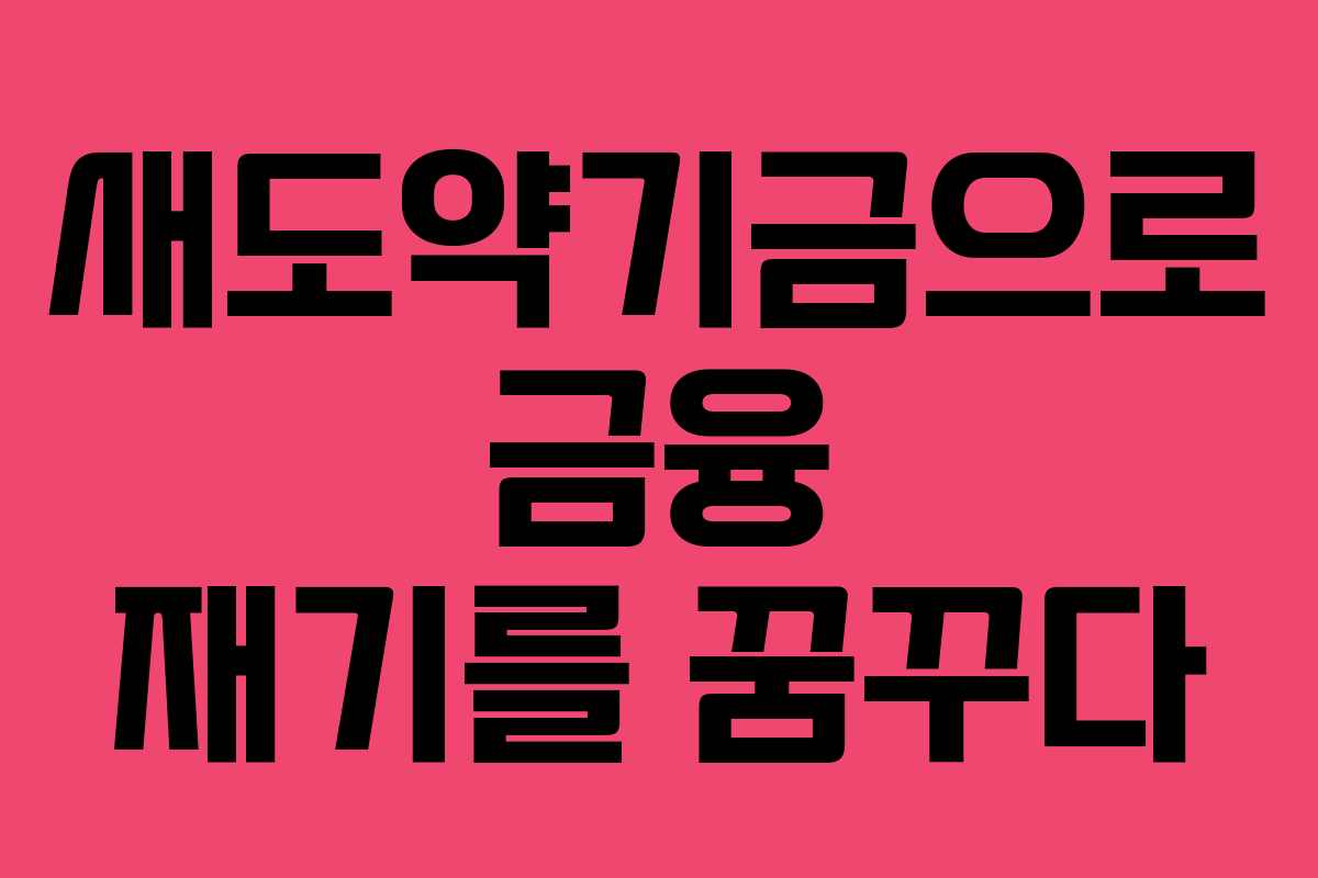 새도약기금으로 금융 재기를 꿈꾸다