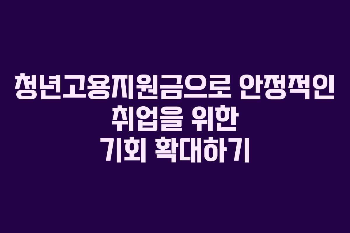 청년고용지원금으로 안정적인 취업을 위한 기회 확대하기