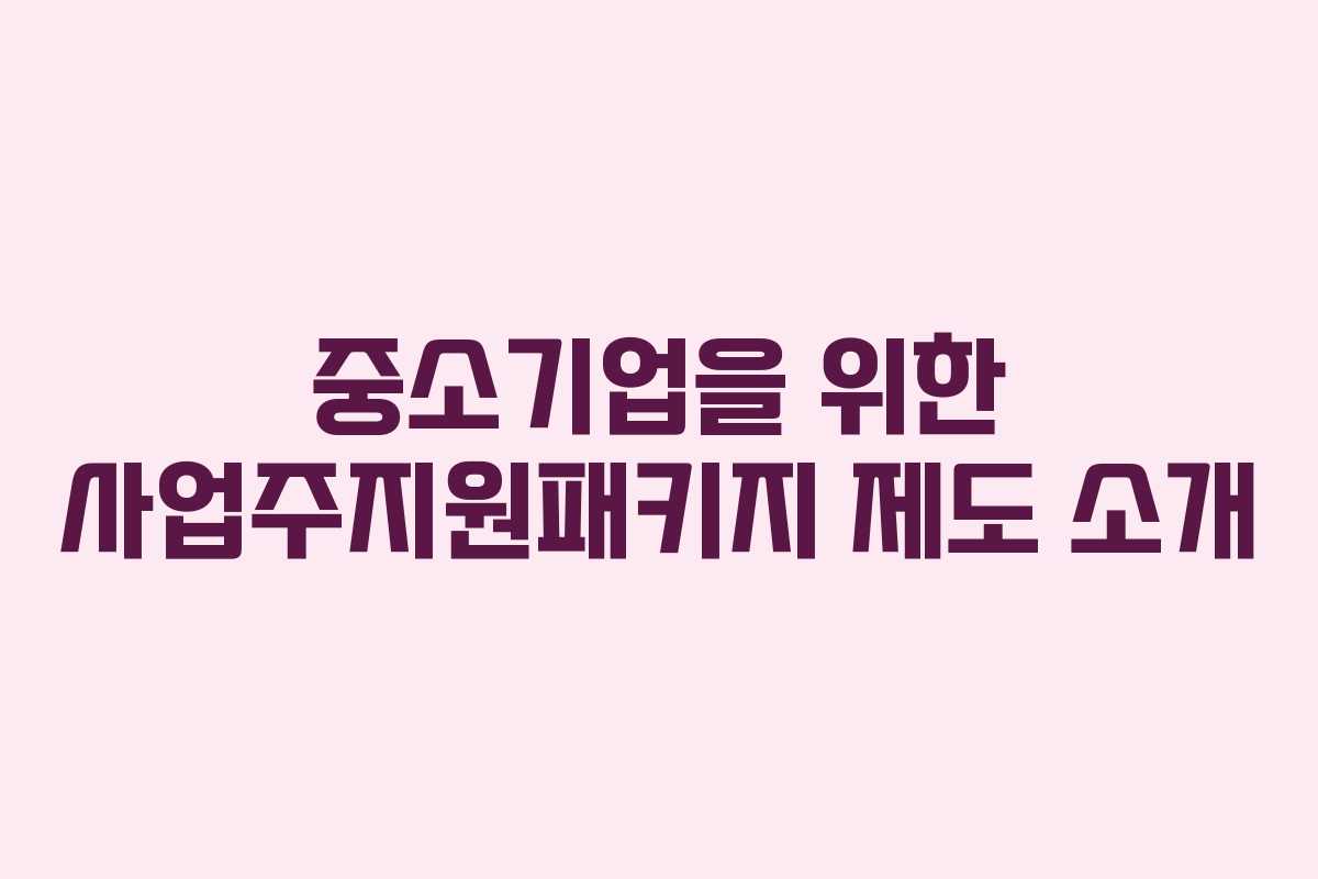 중소기업을 위한 사업주지원패키지 제도 소개