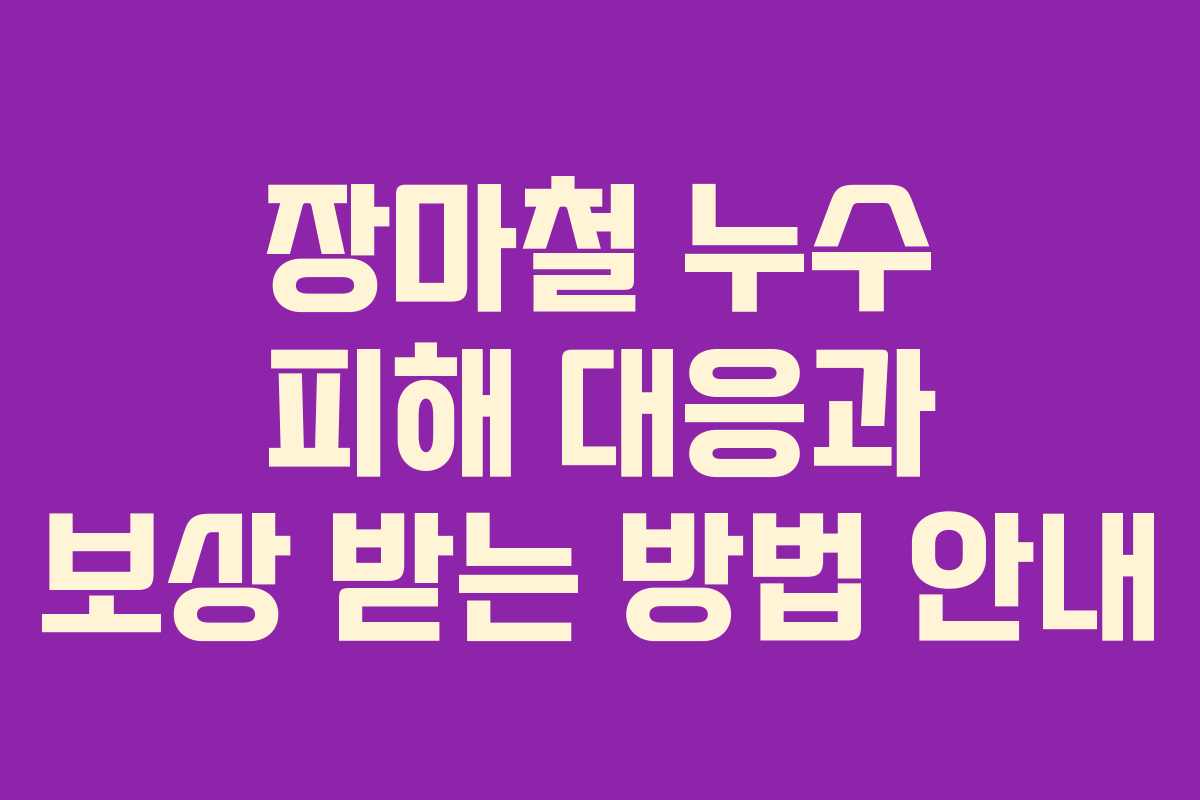 장마철 누수 피해 대응과 보상 받는 방법 안내