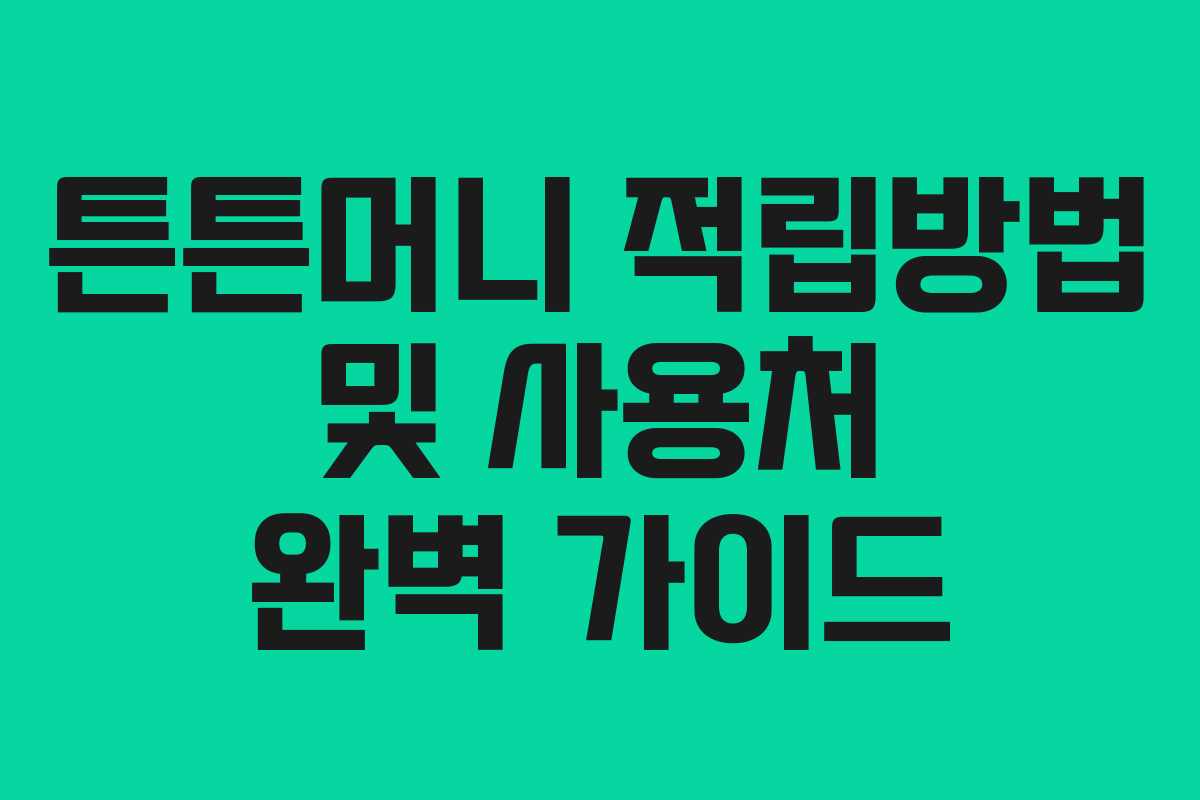 튼튼머니 적립방법 및 사용처 완벽 가이드