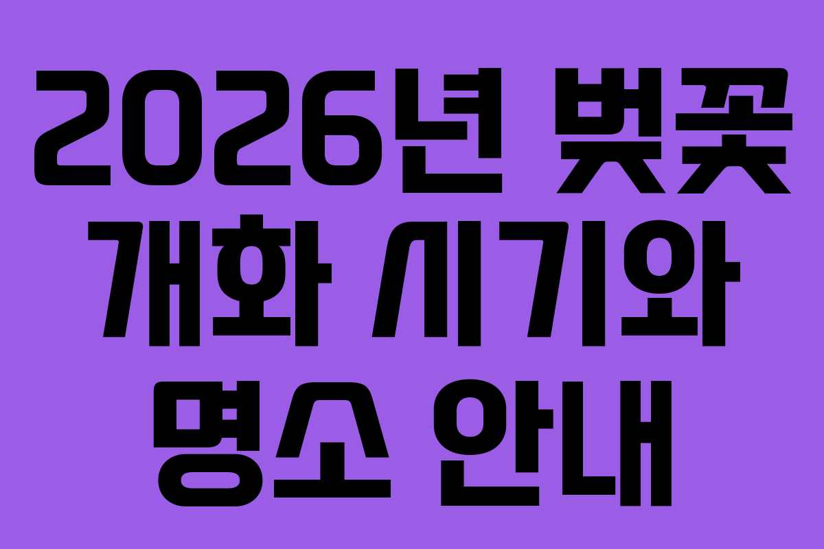 2026년 벚꽃 개화 시기와 명소 안내
