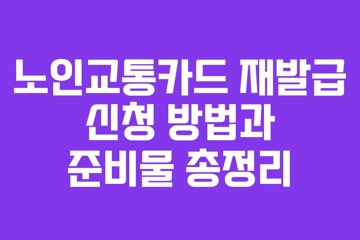 노인교통카드 재발급 신청 방법과 준비물 총정리