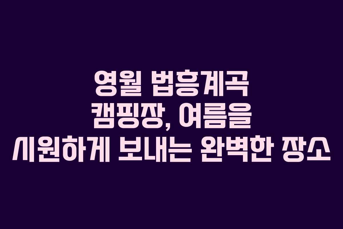 영월 법흥계곡 캠핑장, 여름을 시원하게 보내는 완벽한 장소
