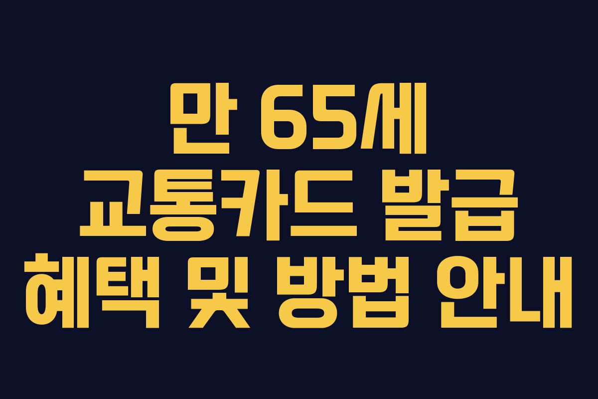 만 65세 교통카드 발급 혜택 및 방법 안내