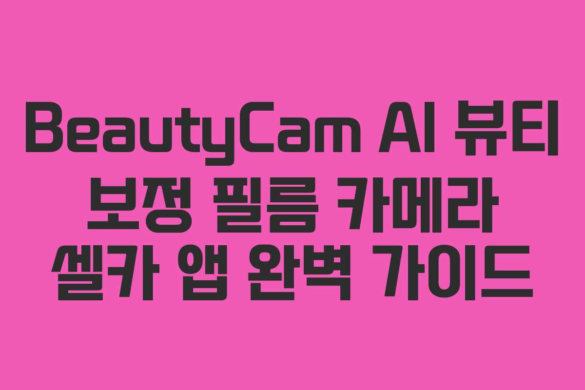 BeautyCam AI 뷰티 보정 필름 카메라 셀카 앱 완벽 가이드