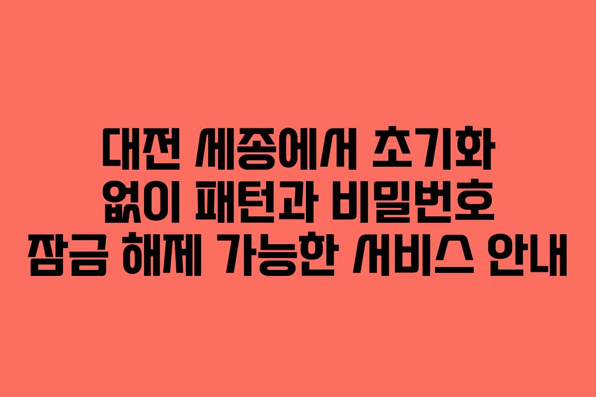 대전 세종에서 초기화 없이 패턴과 비밀번호 잠금 해제 가능한 서비스 안내