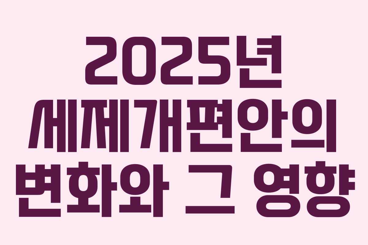 2025년 세제개편안의 변화와 그 영향