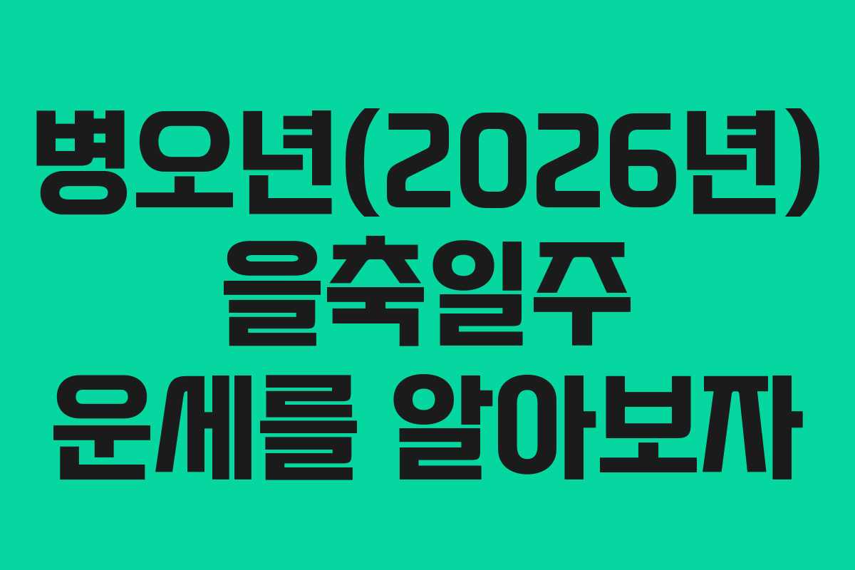병오년(2026년) 을축일주 운세를 알아보자