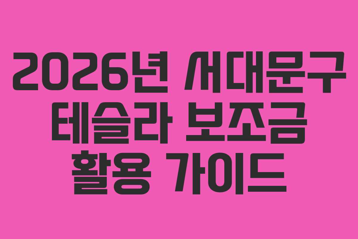 2026년 서대문구 테슬라 보조금 활용 가이드