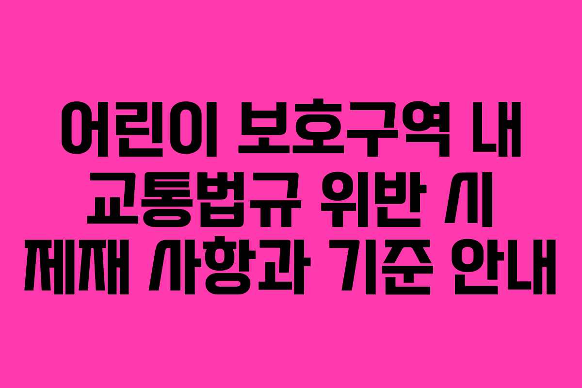 어린이 보호구역 내 교통법규 위반 시 제재 사항과 기준 안내