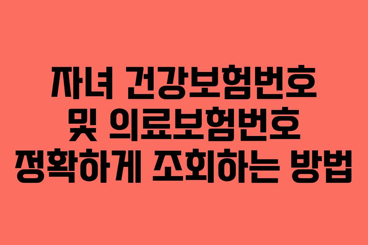 자녀 건강보험번호 및 의료보험번호 정확하게 조회하는 방법