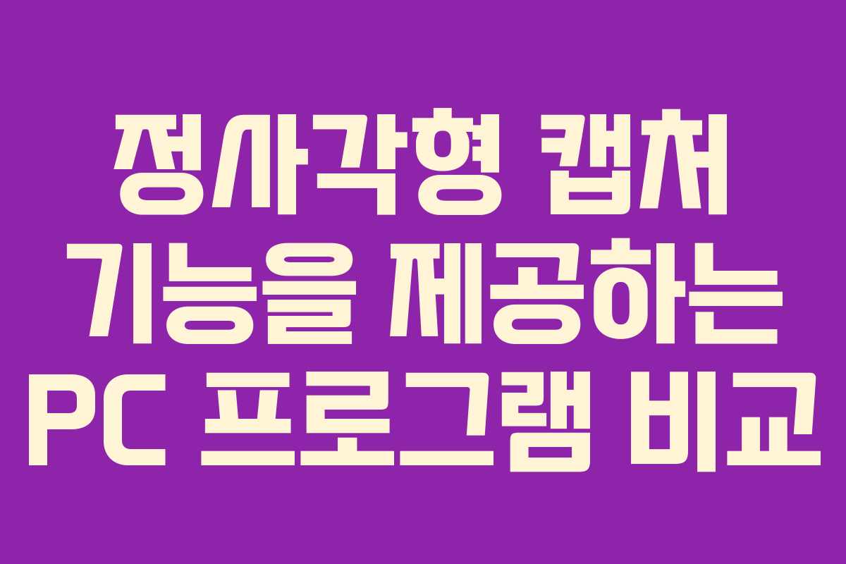 정사각형 캡처 기능을 제공하는 PC 프로그램 비교