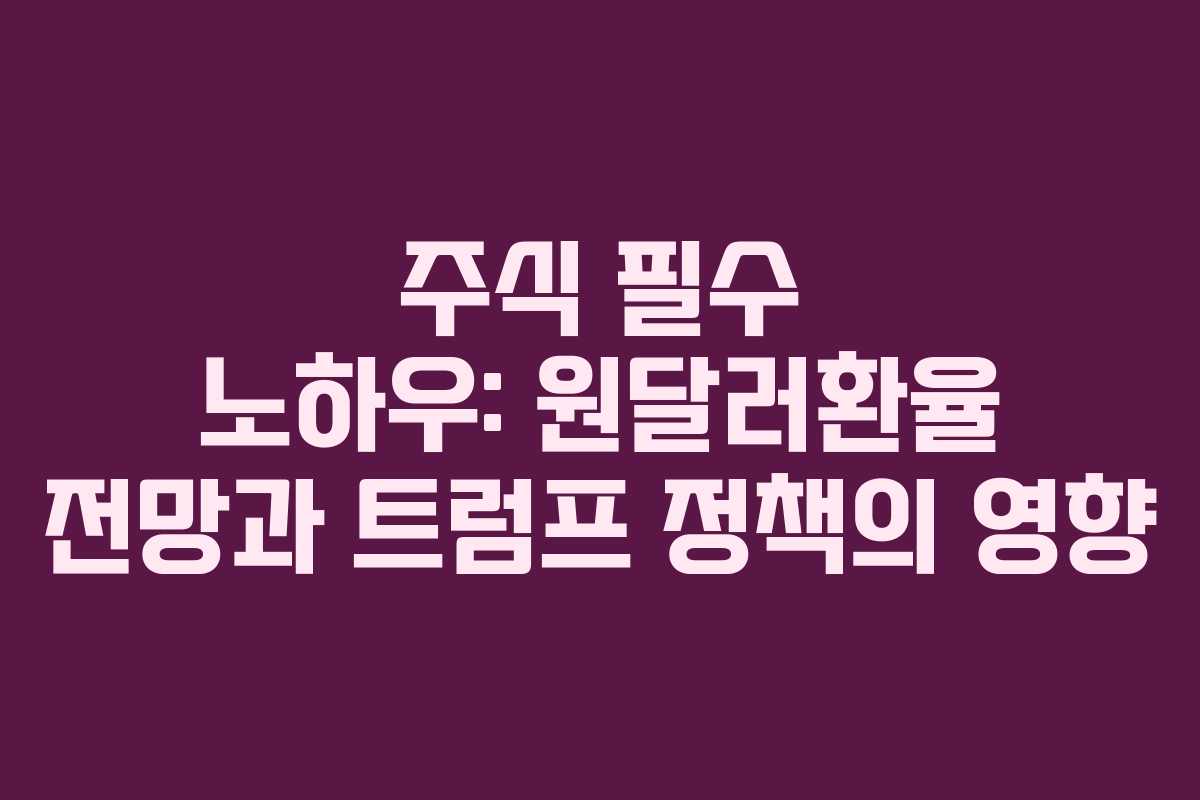 주식 필수 노하우: 원달러환율 전망과 트럼프 정책의 영향