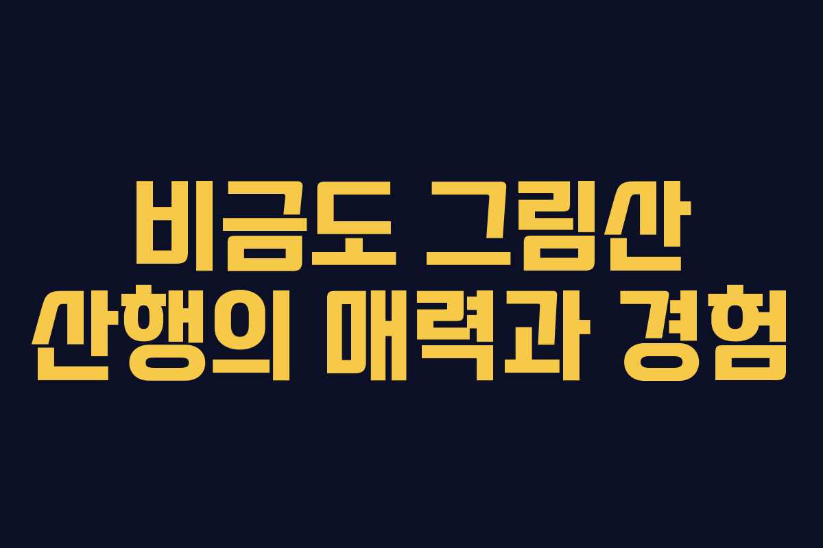 비금도 그림산 산행의 매력과 경험