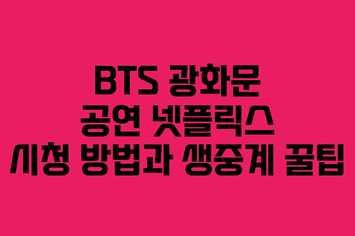 BTS 광화문 공연 넷플릭스 시청 방법과 생중계 꿀팁