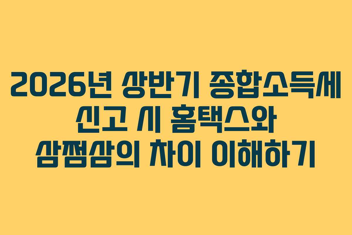 2026년 상반기 종합소득세 신고 시 홈택스와 삼쩜삼의 차이 이해하기