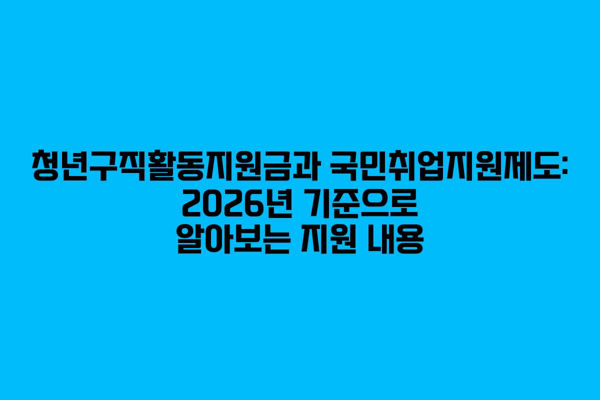 청년구직활동지원금과 국민취업지원제도: 2026년 기준으로 알아보는 지원 내용