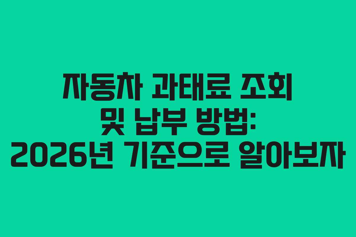 자동차 과태료 조회 및 납부 방법: 2026년 기준으로 알아보자