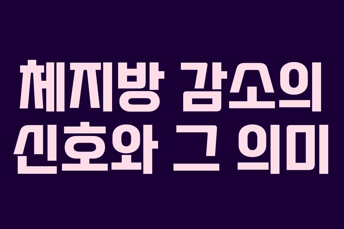 체지방 감소의 신호와 그 의미