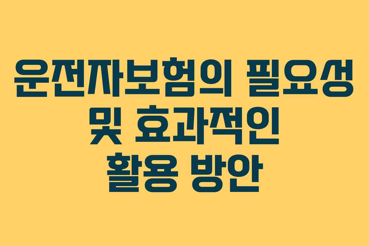 운전자보험의 필요성 및 효과적인 활용 방안