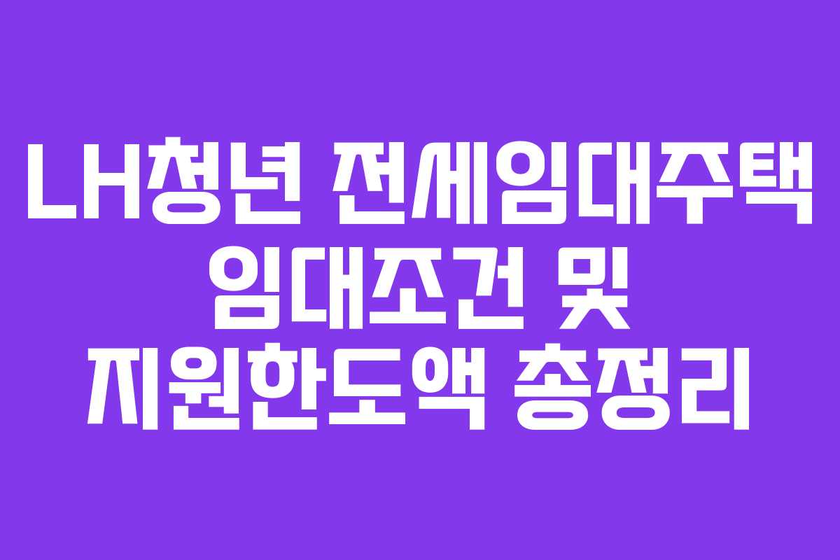 LH청년 전세임대주택 임대조건 및 지원한도액 총정리