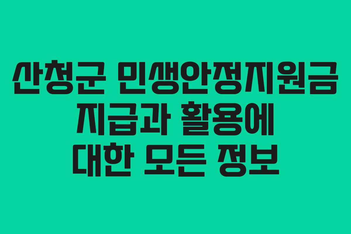 산청군 민생안정지원금 지급과 활용에 대한 모든 정보