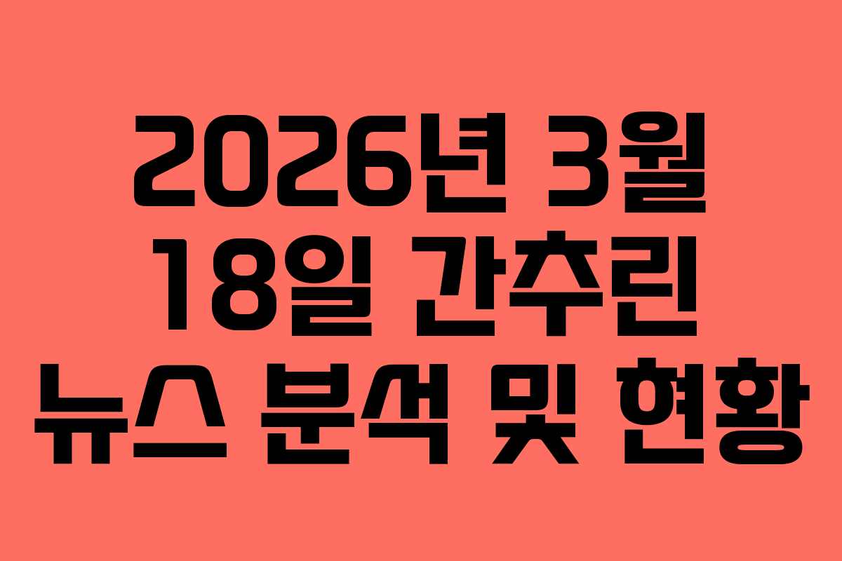 2026년 3월 18일 간추린 뉴스 분석 및 현황