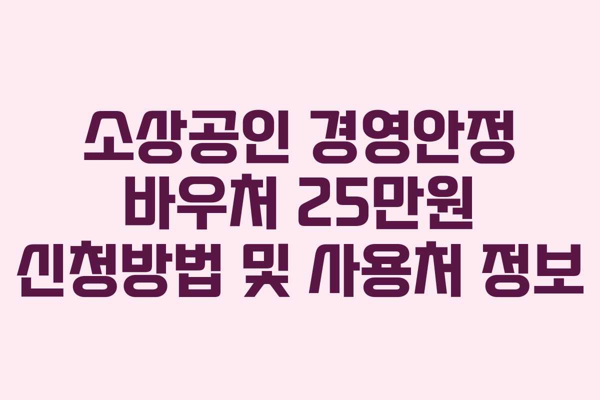 소상공인 경영안정 바우처 25만원 신청방법 및 사용처 정보