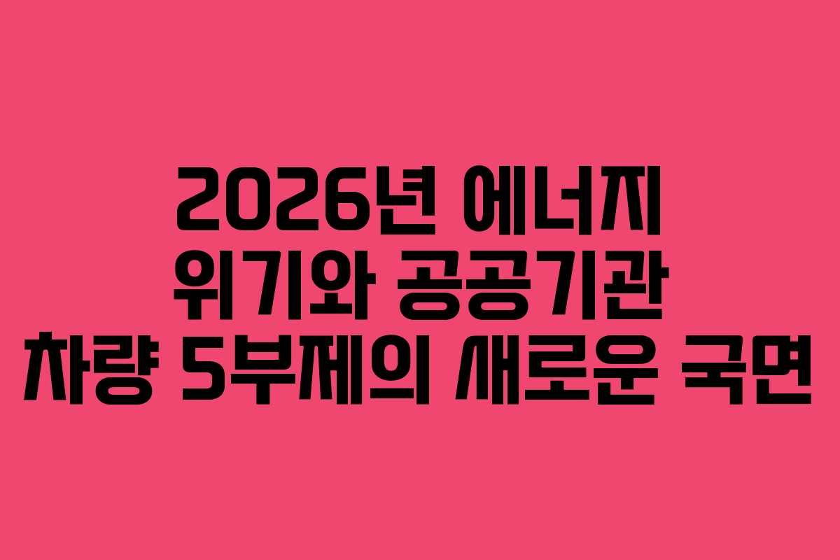 2026년 에너지 위기와 공공기관 차량 5부제의 새로운 국면