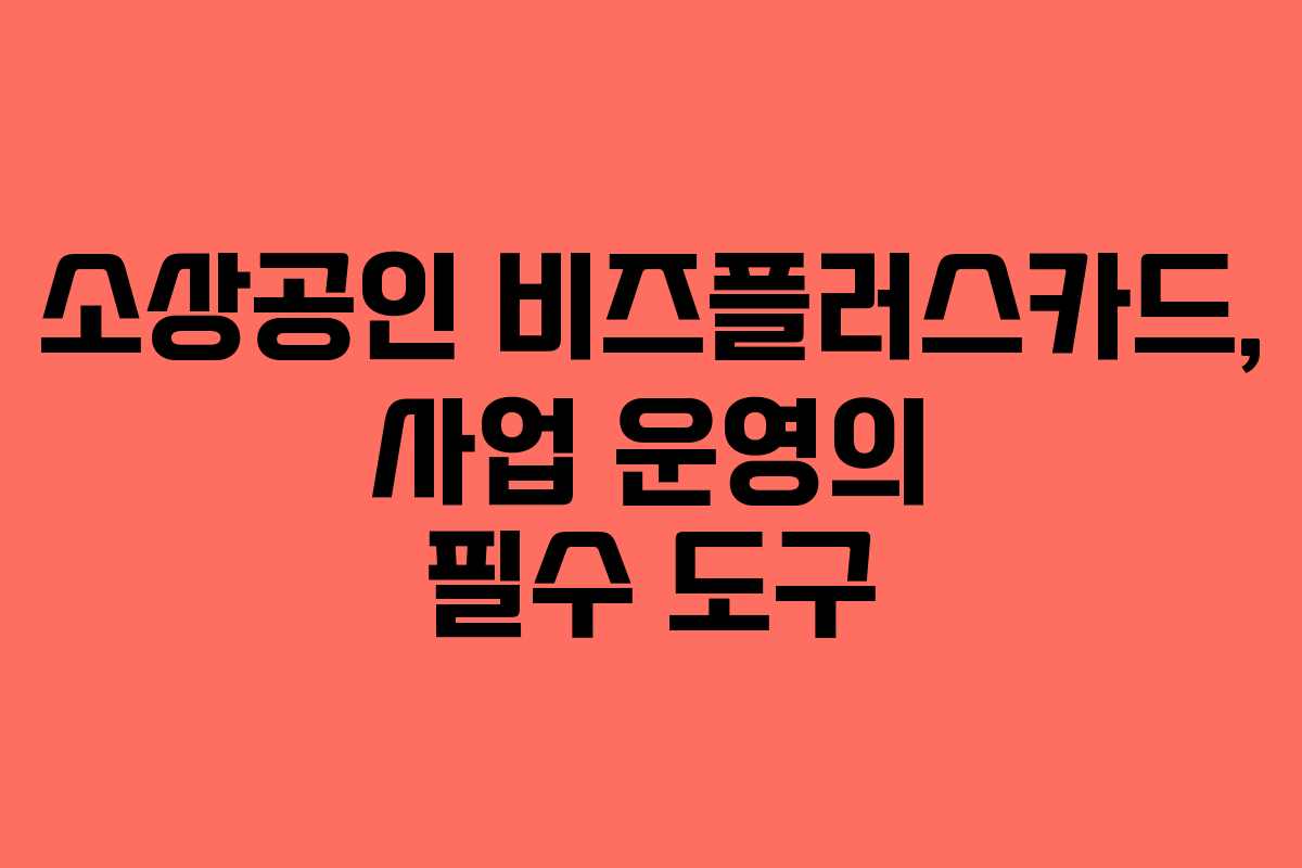 소상공인 비즈플러스카드, 사업 운영의 필수 도구