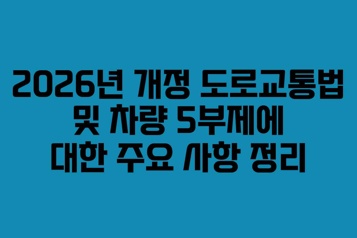 2026년 개정 도로교통법 및 차량 5부제에 대한 주요 사항 정리