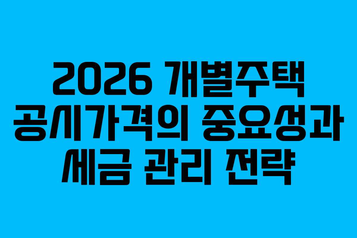 2026 개별주택 공시가격의 중요성과 세금 관리 전략