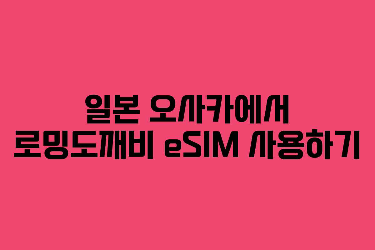 일본 오사카에서 로밍도깨비 eSIM 사용하기