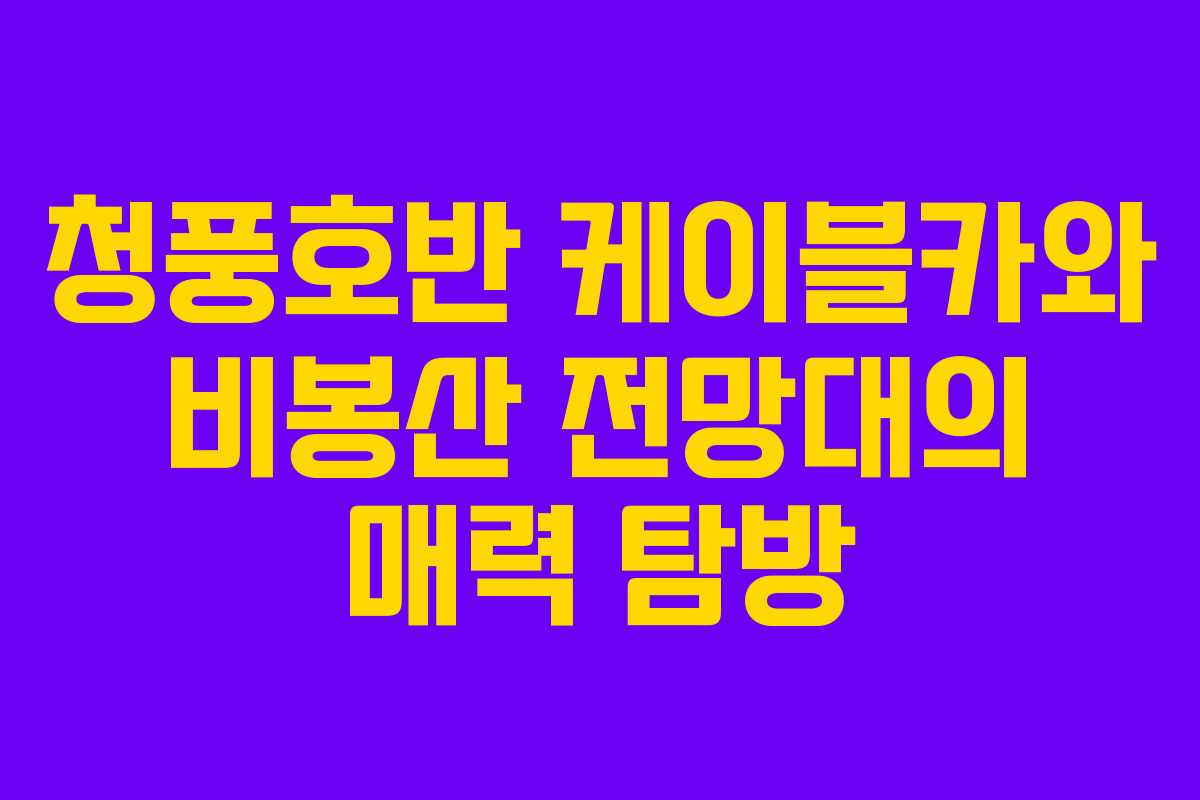 청풍호반 케이블카와 비봉산 전망대의 매력 탐방