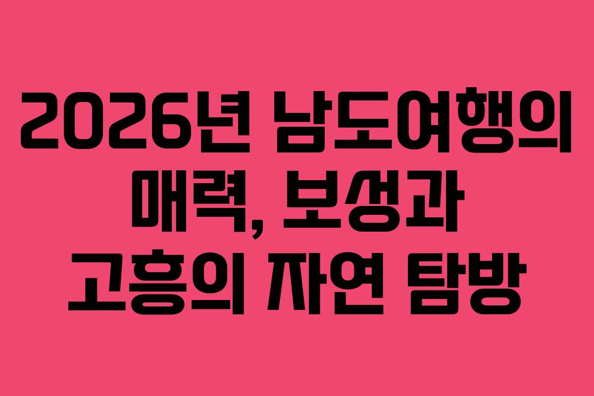 2026년 남도여행의 매력, 보성과 고흥의 자연 탐방