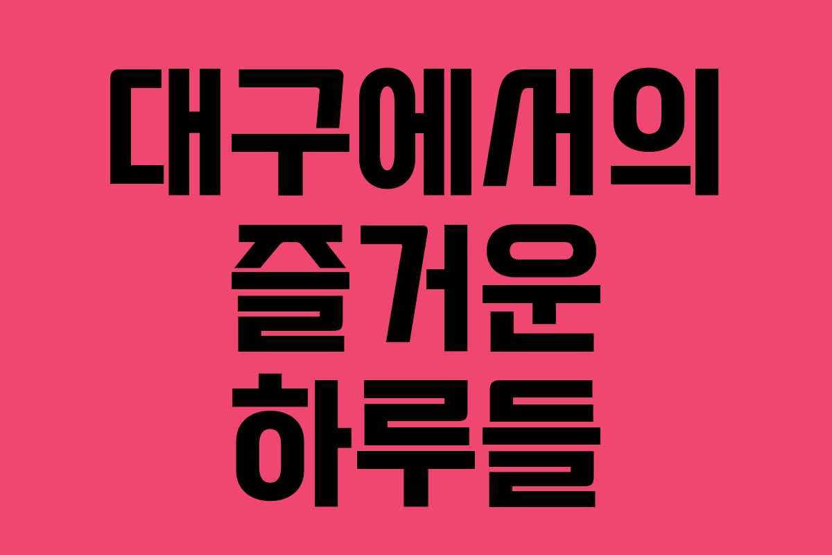 대구에서의 즐거운 하루들