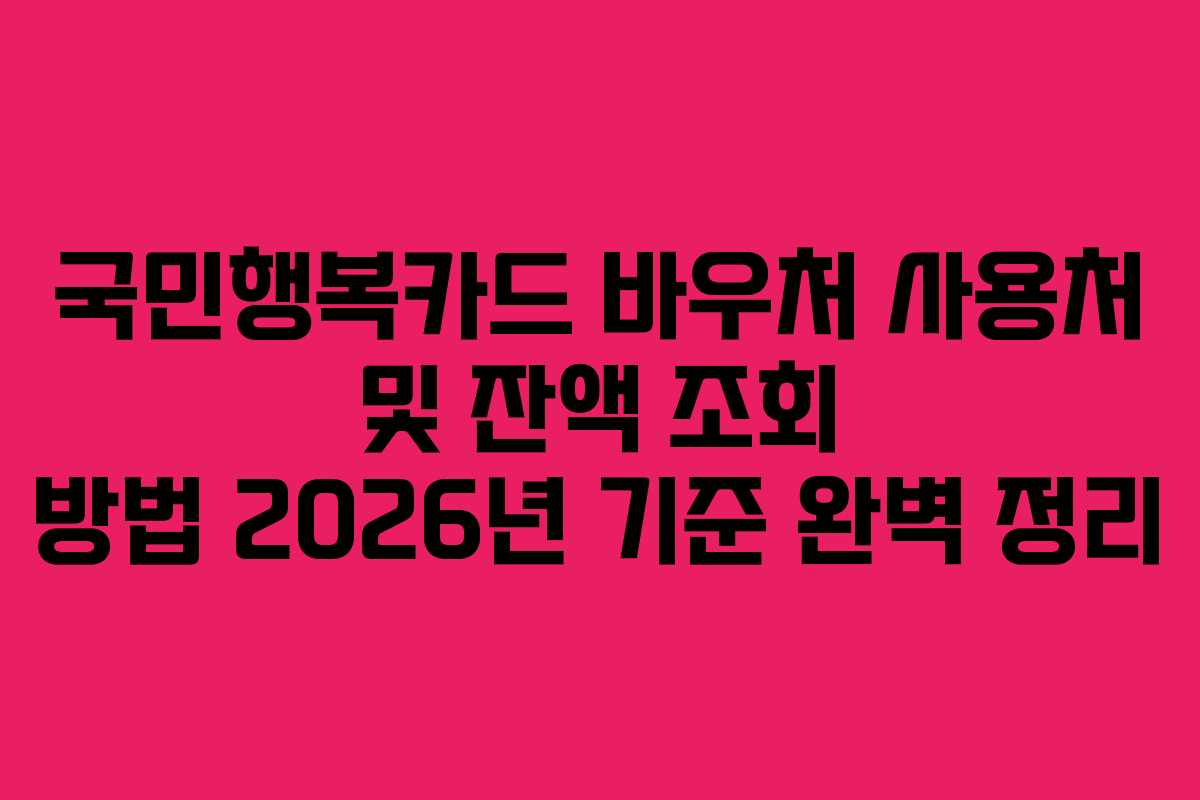 국민행복카드 바우처 사용처 및 잔액 조회 방법 2026년 기준 완벽 정리